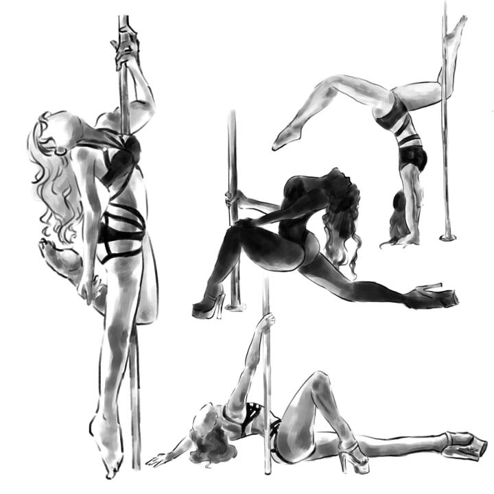A compilation of pole dancing poses
