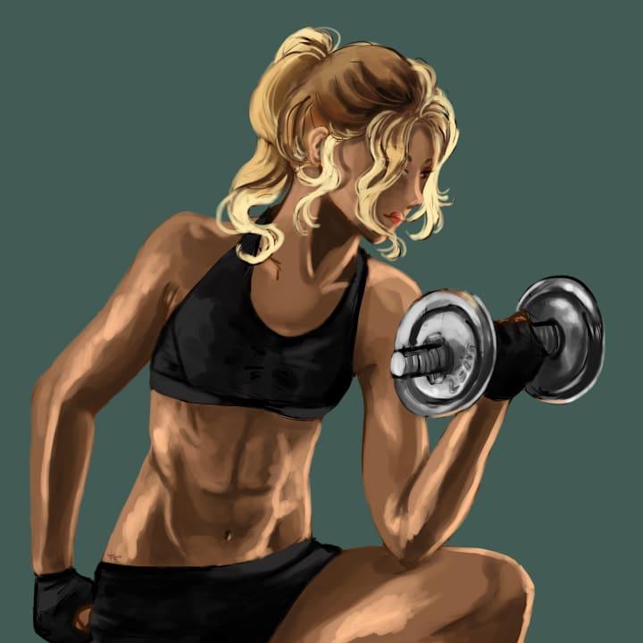 A light study of a woman during workout